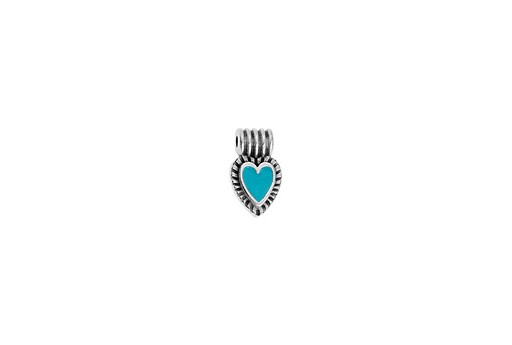 Charms Mini Cuore - Argento Turchese 7,5x13mm - 2pz