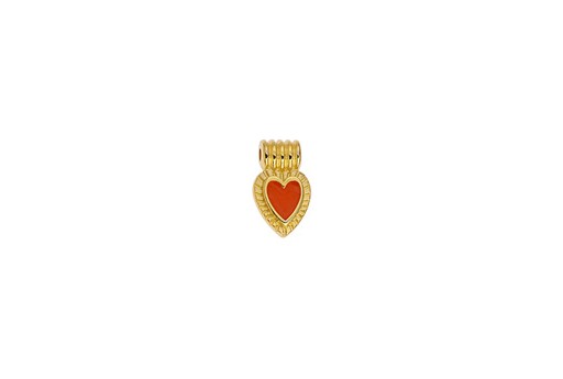 Motif Mini Heart Pendant - Gold Coral 7,5x13mm - 2pcs