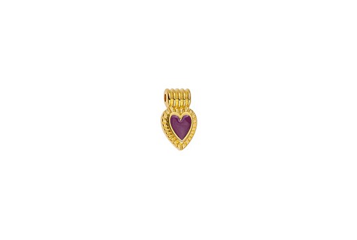 Charms Mini Cuore - Oro Viola 7,5x13mm - 2pz