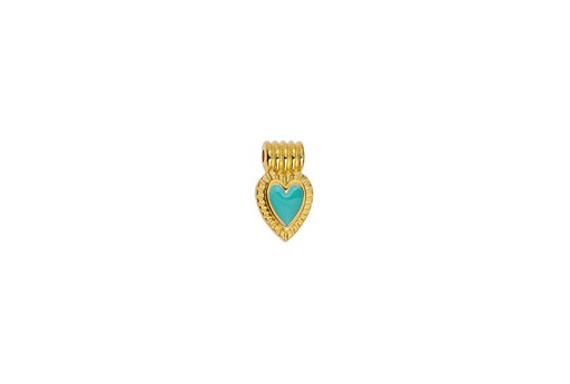 Charms Mini Cuore - Oro Turchese 7,5x13mm - 2pz