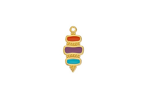 Fantasy Pendant - Gold Multicolor 10x23,5mm - 1pc