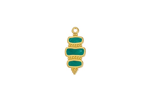 Fantasy Pendant - Gold Green 10x23,5mm - 1pc