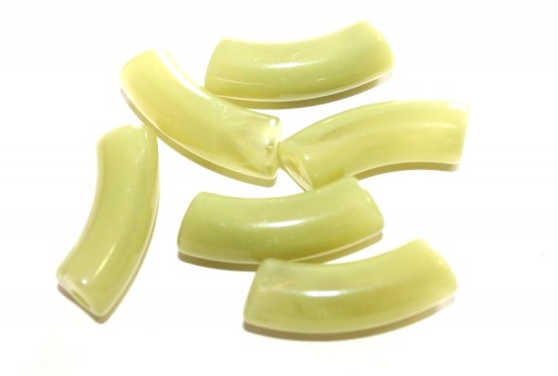 Acrylic Beads Curved Tube Marble - Light Green 34x13mm - 8pcs