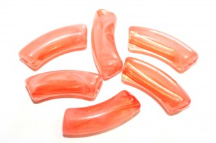 Acrylic Beads Curved Tube Marble - Light Orange 34x13mm - 8pcs