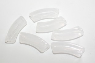 Acrylic Beads Curved Tube Marble - White 34x13mm - 8pcs