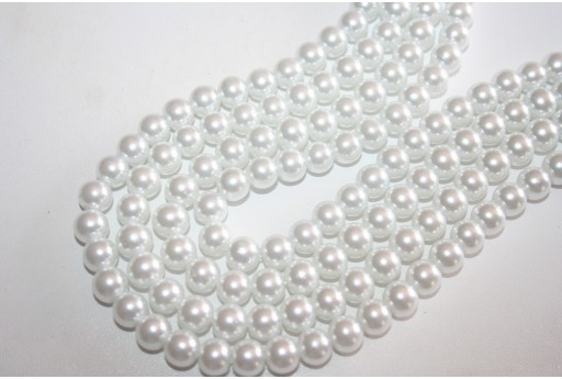8pz  perline in vetro  cerato 14mm colore bianco 