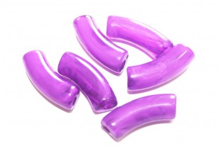 Acrylic Beads Curved Tube Marble - Violet 34x13mm - 8pcs