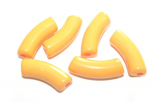 Perline in Acrilico Tubo Curvo - Giallo Sole 34x13mm - 8pz