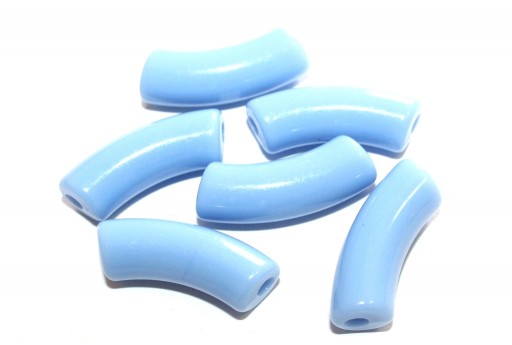 Acrylic Beads Curved Tube - Light Blue 34x13mm - 8pcs