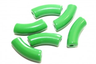 Acrylic Beads Curved Tube - Green 34x13mm - 8pcs