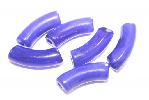 Acrylic Beads Curved Tube - Indigo 34x13mm - 8pcs