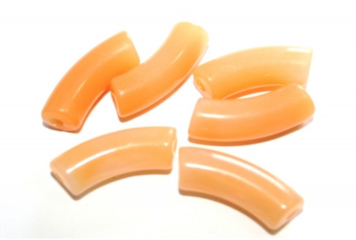 Acrylic Beads Curved Tube - Beige 34x13mm - 8pcs
