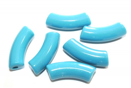 Acrylic Beads Curved Tube - Sky Blue 34x13mm - 8pcs