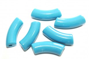 Acrylic Beads Curved Tube - Sky Blue 34x13mm - 8pcs