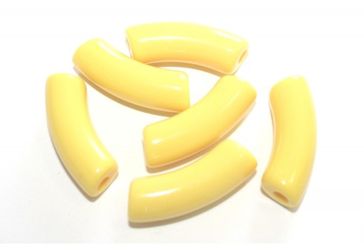 Acrylic Beads Curved Tube - Yellow 34x13mm - 8pcs