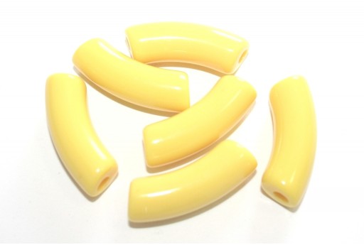 Perline in Acrilico Tubo Curvo - Giallo 34x13mm - 8pz