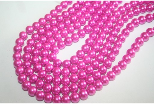 Perline Vetro Rosa Shocking Sfera 8mm - Filo 52pz