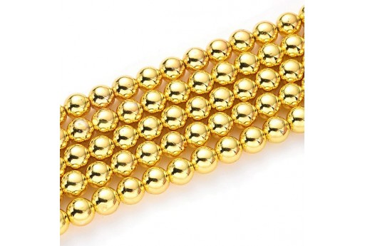 Hematite Gold Plated Round Beads 4mm - 94pcs