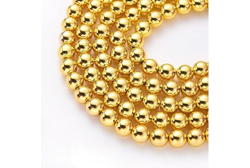 Hematite Gold Plated Round Beads 6mm - 64pcs