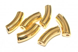 Acrylic Beads Curved Tube - Gold 34x13mm - 6pcs