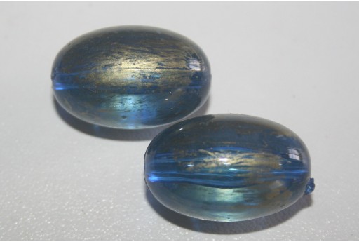 Perline Acrilico Blue Oro Oliva 25x17mm - 5Pz