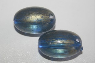 Perline Acrilico Blue Oro Oliva 25x17mm - 5Pz