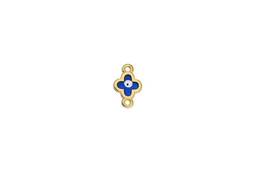 Cross with 2 Rings - Gold Blue 11mm - 2pcs