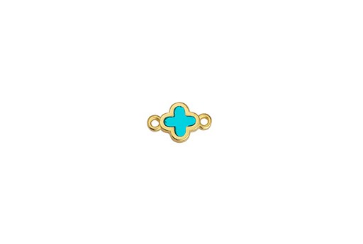 Cross with 2 Rings - Gold Green 11mm - 2pcs