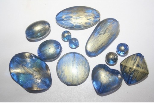 Perline Acrilico Blue Oro Oliva 25x17mm - 5Pz 2