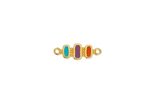 Rectangle Link - Gold Multicolor 22,5x8mm - 1pc
