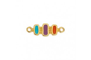 Rectangle Link - Gold Multicolor 22,5x8mm - 1pc