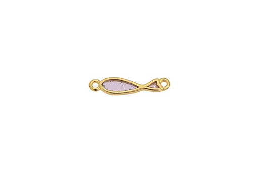 Fish Sardine Link with Glitter - Gold Lilac 22,6x5mm - 1pc