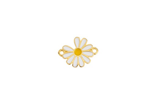 Daisy Link - Gold White Yellow 19x15mm - 1pc