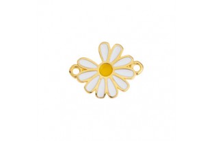 Daisy Link - Gold White Yellow 19x15mm - 1pc