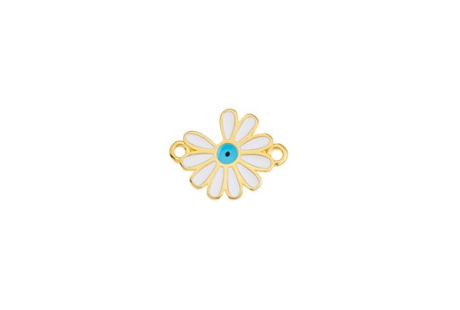 Daisy Link - Gold White Turquoise 19x15mm - 1pc