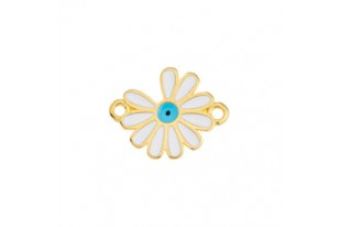 Daisy Link - Gold White Turquoise 19x15mm - 1pc