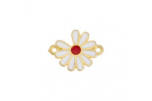 Daisy Link - Gold White Red 19x15mm - 1pc