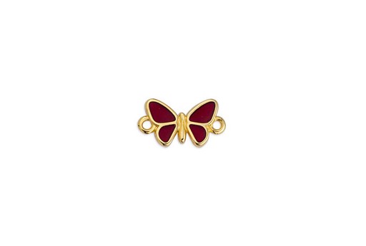 Glass Butterfly Link - Gold Red 17,2x9,4mm - 1pc