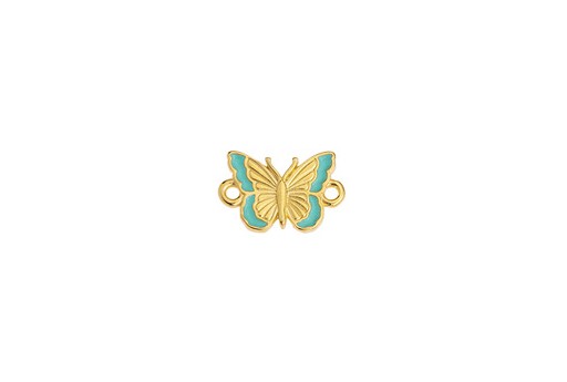 Butterfly Link - Gold Turquoise 16,3x10,8mm - 1pc