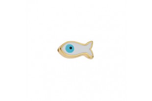 Through Hole Bead - Little Fish - Gold White 6,4x12,4mm - 1pc