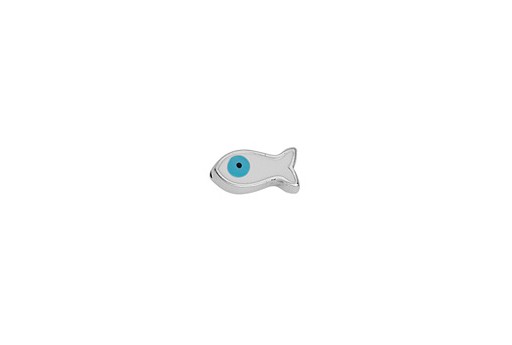 Through Hole Bead - Little Fish - Silver White 6,4x12,4mm - 1pc