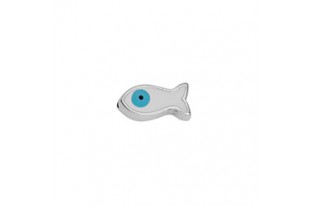 Through Hole Bead - Little Fish - Silver White 6,4x12,4mm - 1pc