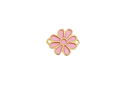 Glass Daisy Link - Gold Pink 19x15,9mm - 1pc