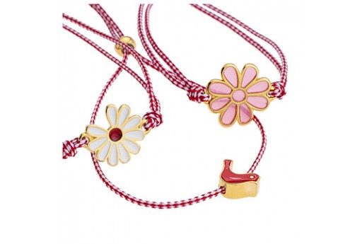 Glass Daisy Link - Gold Green 19x15,9mm - 1pc 2