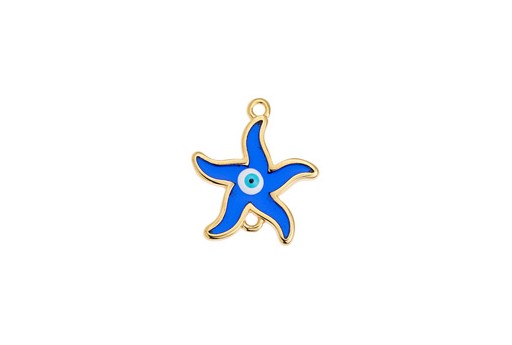 Starfish Link - Gold Blue 21,7x18,8mm - 1pc