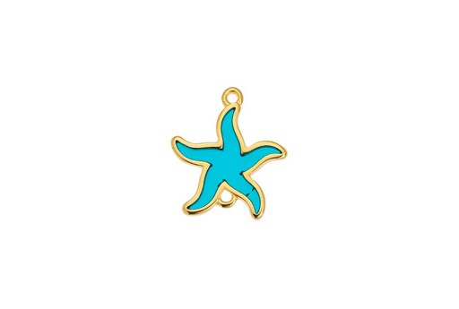 Glass Starfish Link - Gold Green 21,7x18,8mm - 1pc