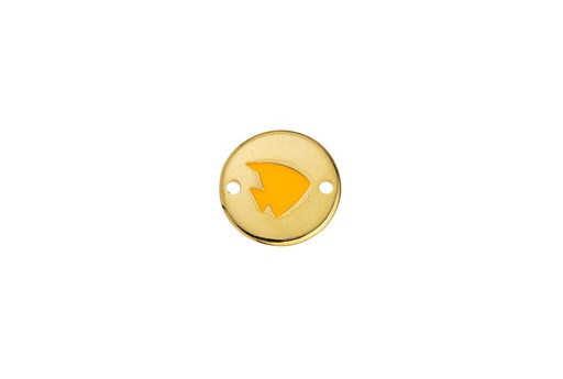 Round Link with Fish - Gold Orange 15,5mm - 1pc