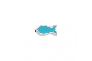 Through Hole Bead - Little Fish - Silver Turquoise 6,4x12,4mm - 1pc