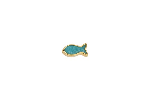 Through Hole Bead - Little Fish - Gold Jade 6,4x12,4mm - 1pc