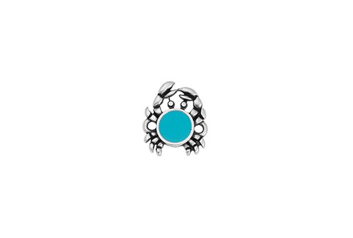 Crab Link - Silver Turquoise 13,2x15,7mm - 1pc